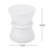 Outdoor Lightweight Concrete End Table With Hourglass Structure - Antique White