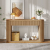 Oval Fluted Console Table With 2 Drawers And Bottom Shelf