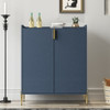 Wine Bar Cabinet With Adjustable Shelf, 2 Door Sideboard With Soft-Closing Hinges And Feet