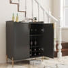 Wine Bar Cabinet With Adjustable Shelf, 2 Door Sideboard With Soft-Closing Hinges And Feet