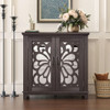Elegant Sideboard With 2 Acrylic Mirrored Doors, Adjustable Shelf Storage