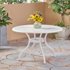 Tranquilius - Outdoor Round Dining Table With Lattice Tabletop, Umbrella Hole And Curved Legs