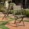 Outdoor Foldable Wood Dining Chair With Slat Design (Set of 2)