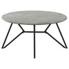 Travis - Round Top Coffee Table With Hairpin Legs - Gray / Black