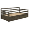 Twin Long 2 Drawer Daybed With Extendable Trundle, Storage Drawers, Fits Standard Mattress - Gray