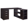Tona - L-Shape Computer Desk With 3 Drawers And 5 Shelves