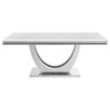 Allessandra - Rectangular U-Shaped Base Dining Table - White / Silver