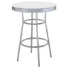 Midge - 3 Piece Round 1950S Bistro Pub Bar Table Set With Upholstery - White