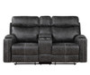 Hirah - Microfiber Manual Recliner Loveseat With Cupholder Function And Built-In USB Port - Dark Gray