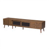 Doors TV Stand For TVs Up To 85", Entertainment Center With Storage Cabinets, TV Media Console Table For Living Room - Natural