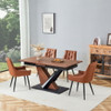 Dining Table, Scratch Resistant, Cross Geometric Legs For Kitchen & Dining Room - Dark Walnut