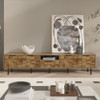 TV Stand, L Shaped Handle Entertainment Console With Storage - Natural