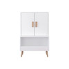 Toy Storage Cabinet With Doors And Open Shelf, Toddler Bookshelf For Playroom - White
