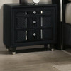 1 Piece Nightstand Upholstery Textured Look Luxurious Feel Drawer Fronts Crystal Style Knobs - Black