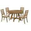 Kent - 5 Piece Dining Table Set With Upholstered Chairs - Brown Oak