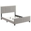 Queen Panel Bed Tufted Upholstered With Tapered Legs - Beige
