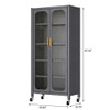 6 Tier Storage Cabinet With Transparent Door, Adjustable Shelves & Wheels