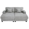 Modern Chaise Sofa With Adjustable Backrest, Cup Holders, Phone Holder & Storage Compartments For Living Room