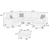 5 Piece Sectional Set With USB Port Left Arm Loveseat Chaise Right Arm Loveseat Corner Wedge Armless Chair Ottoman Upholstered - Black / Slate
