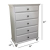 1 Piece Chest 5 Drawers Knob Handles Bedroom Furniture - White