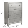 1 Piece Chest With 5 Drawers Snake Skin Bedroom Furniture - Silver