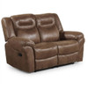 1 Piece Power Reclining Loveseat With USB Port, Fully Upholstered Pillow Arms And Headrest - Brown