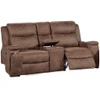 1 Piece Manual Motion Loveseat Hidden Cup Holder Console With Plush Back Cushion For Living Room - Walnut
