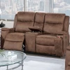 1 Piece Manual Motion Loveseat Hidden Cup Holder Console With Plush Back Cushion For Living Room - Walnut