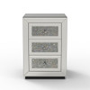 3 Drawer Nightstand With Glass Accents, Bedside Table For Bedroom - Silver