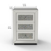 3 Drawer Nightstand With Glass Accents, Bedside Table For Bedroom - Silver