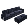 Upholstery Modular Sectional Sofa , 4 Seater With 2 Ottomans For Living Room - Black