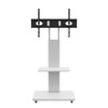 Mobile TV Stand With Shelf Floor Mount Cart For TVs With Lockable Wheels Ideal For Living Room Bedroom Or Office - White