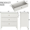 3 Drawer Nightstand, Wide With Soft Close Slides - White