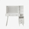 Fluted Vanity Desk With Lighted Mirror & Outlet 4 Drawer, Makeup Table - White