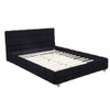 Modern Platform Bed With Upholstered Grid-Patterned Headboard