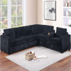 Modern Style L-Shape Sectional Set, USB Ports, Cup Holder