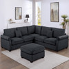 Modern Sectional Set With Corner Wedge, Loveseat, Ottoman & 2 Pillows