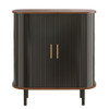 Fluted Wine Bar Cabinet With 8 Grid Wine Rack, 5 Level Adjustable Shelves, 2 Glass Holders