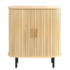 Fluted Wine Bar Cabinet With 8 Grid Wine Rack, 5 Level Adjustable Shelves, 2 Glass Holders