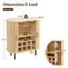 Fluted Wine Bar Cabinet With 8 Grid Wine Rack, 5 Level Adjustable Shelves, 2 Glass Holders