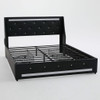 Wingback Upholstered Bed Frame With LED Lights, Charging Station