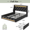 Wingback Upholstered Bed Frame With LED Lights, Charging Station