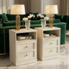 Nightstand With Door & Shelf, 2 Drawer Side Table