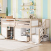 Low Loft Bed With Stair, Drawer, And Shelf