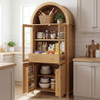 Fluted Tall Arched Pantry Cabinet With Adjustable Shelves