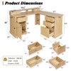 Fluted L-Shaped Desk With Charging Station & Storage Cabinet