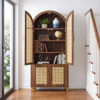 Tall Arched Cabinet With Rattan Doors & Adjustable Shelves