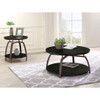Round Coffee Table With Storage Shelf - Black