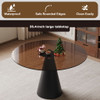 Round Dining Table & Tempered Glass Top - Black / Brown