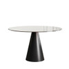 Round Dining Table & Glass Top - Black / Brown